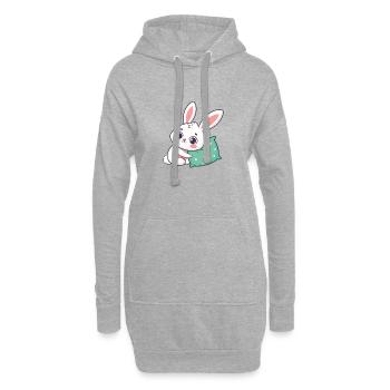 Lapin câlin et coussin vert - Sweat-shirt à capuche long Femme - gris chiné - Devant