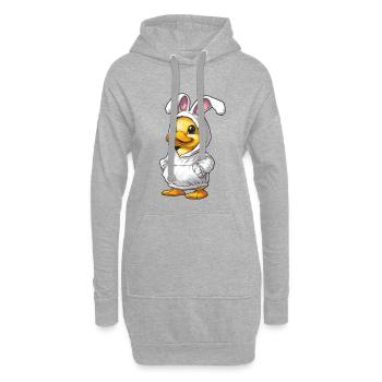 Süßes Küken im Hasenkostüm - Hoodie-Kleid - Grau meliert - Vorne
