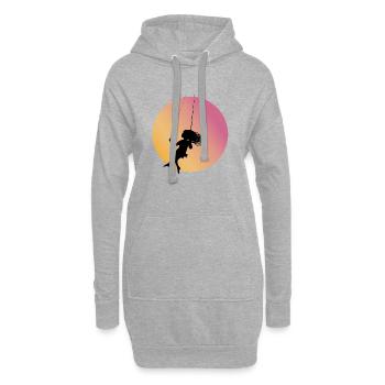 Silhouette de fille sur la balançoire au coucher du soleil - Sweat-shirt à capuche long Femme - gris chiné - Devant