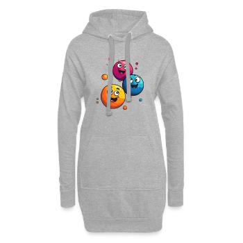Kunterbunte Planetenfreunde - Hoodie-Kleid - Grau meliert - Vorne