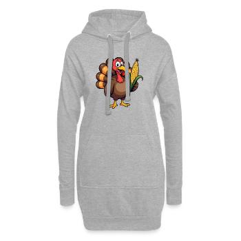 Thanksgiving Lustiger Thanksgiving Truthahn - Hoodie-Kleid - Grau meliert - Vorne