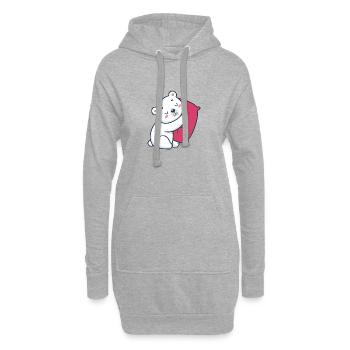Câlin d'ours blanc et oreiller rose - Sweat-shirt à capuche long Femme - gris chiné - Devant