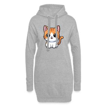 Chat Kawaii Tigré Orange - Sweat-shirt à capuche long Femme - gris chiné - Devant