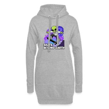 Skateur extraterrestre au-delà de la Terre - Sweat-shirt à capuche long Femme - gris chiné - Devant