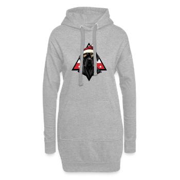 Weihnachts-Hund mit Sonnenbrille - Hoodie-Kleid - Grau meliert - Vorne