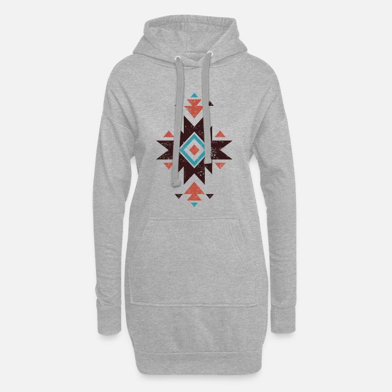 Boho-Diamant-Emblem - Hoodie-Kleid - Grau meliert