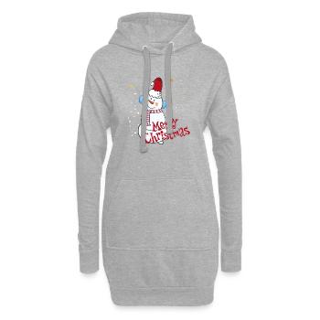 Bonhomme de neige avec Joyeux Noël - Sweat-shirt à capuche long Femme - gris chiné - Devant