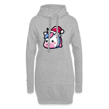Tête de licorne Santa Hat Kawaii - Sweat-shirt à capuche long Femme - gris chiné - Devant