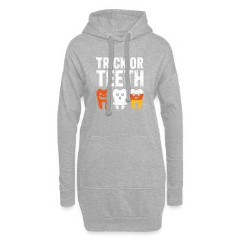 T-shirt Halloween Trick or Teeth - Sweat-shirt à capuche long Femme - gris chiné - Devant