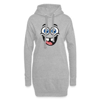 Freches Cartoon face – Ein Auge & Zunge raus - Hoodie-Kleid - Grau meliert - Vorne
