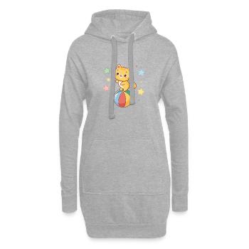 Chaton Mignon acrobate sur balle arcenciel - Sweat-shirt à capuche long Femme - gris chiné - Devant