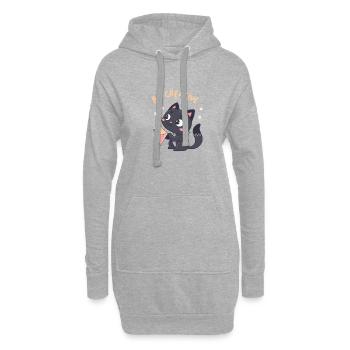 Kawaii-Katze und kreativer Drachen - Hoodie-Kleid - Grau meliert - Vorne