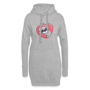 Koala Resting Pink Heart Glasses - Hoodie Dress - heather grey - Front