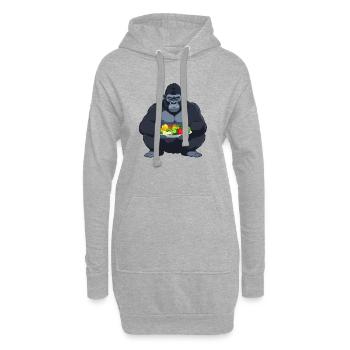 Gorilla mit Gemüseplatte lustiges Tier Motiv - Hoodie-Kleid - Grau meliert - Vorne