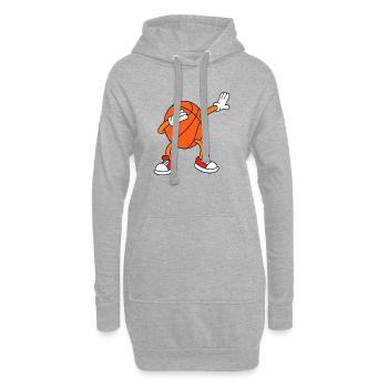 Basketball Dabbing Cartoon lustiges Sportdesign - Hoodie-Kleid - Grau meliert - Vorne