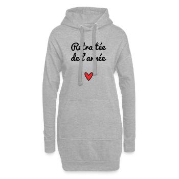 RETRAITEE. RETRAITE. RETRAITEE. RETRAITE - Sweat-shirt à capuche long Femme - gris chiné - Devant