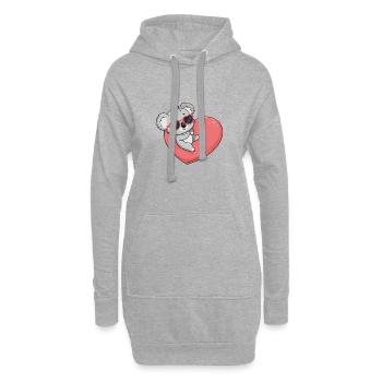 Koala Coeur Lunettes - Sweat-shirt à capuche long Femme - gris chiné - Devant