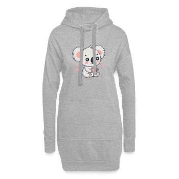 Koala Coeur et Café Douceur - Sweat-shirt à capuche long Femme - gris chiné - Devant