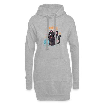 Freudiges Kätzchen und Pelota - Hoodie-Kleid - Grau meliert - Vorne