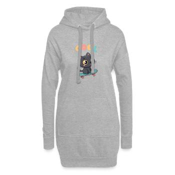 Chat skateboard pastel - Sweat-shirt à capuche long Femme - gris chiné - Devant