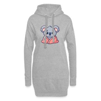 Koala kawaii enveloppé dans drap rose - Sweat-shirt à capuche long Femme - gris chiné - Devant