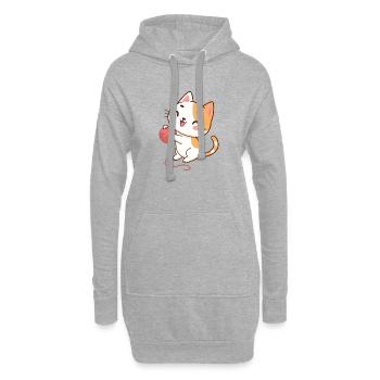 Happy kitten and yarn - Hoodie Dress - heather grey - Front