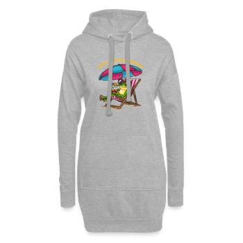 Grenouille dans une chaise longue de plage - Sweat-shirt à capuche long Femme - gris chiné - Devant