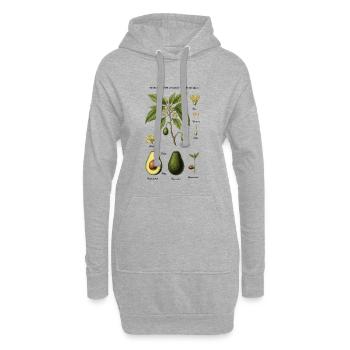 Planche Botanique Avocatier Étude Nature - Sweat-shirt à capuche long Femme - gris chiné - Devant