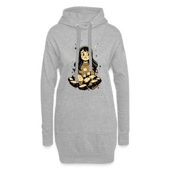 Melancholisches Sterne Mädchen mit Steinen - Hoodie-Kleid - Grau meliert - Vorne