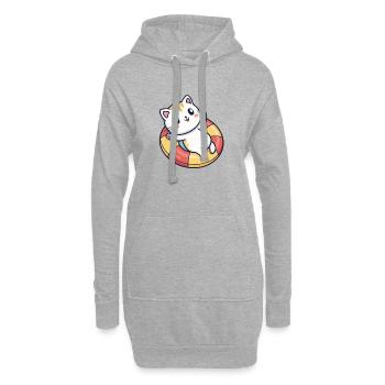 Süße Katze auf Rettungsschwimmer - Hoodie-Kleid - Grau meliert - Vorne