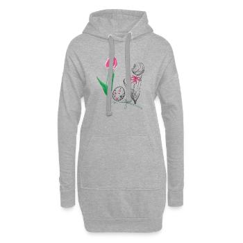  Ostern - Hoodie-Kleid - Grau meliert - Vorne