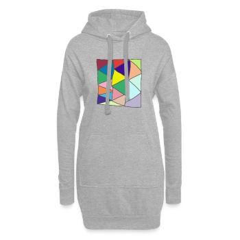 Geometrischer Glasmosaik-Burst - Hoodie-Kleid - Grau meliert - Vorne