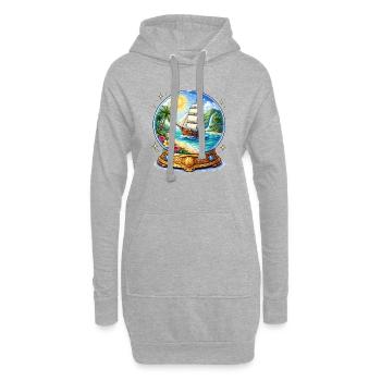 Schiffstraum Kugelbild - Hoodie-Kleid - Grau meliert - Vorne