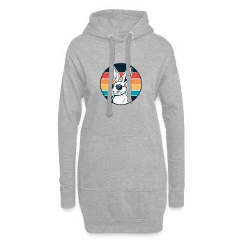 Lapin rétro ensoleillé avec lunettes - Sweat-shirt à capuche long Femme - gris chiné - Devant
