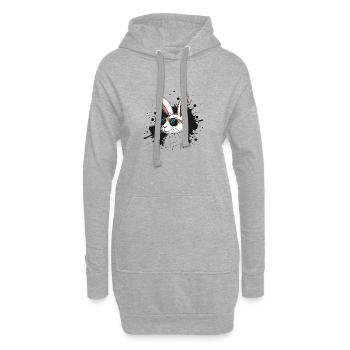 Lapin solaire en lunettes pop art - Sweat-shirt à capuche long Femme - gris chiné - Devant