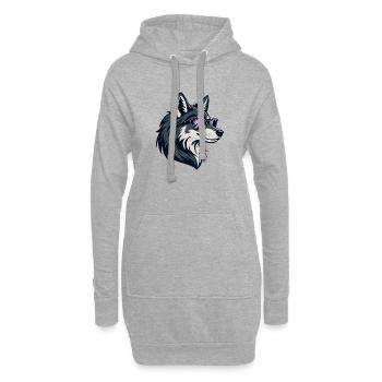 Loup chic avec lunettes roses - Sweat-shirt à capuche long Femme - gris chiné - Devant