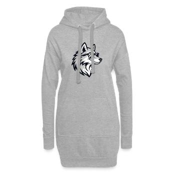 Loup graphique avec lunettes - Sweat-shirt à capuche long Femme - gris chiné - Devant
