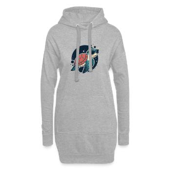 Stylische Schildkröten-Sonnenbrille - Hoodie-Kleid - Grau meliert - Vorne