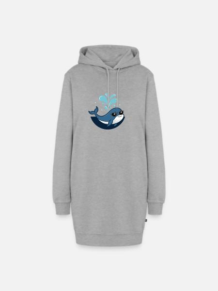 Whale Stylish Black Glasses - Hoodie-Kleid - Grau meliert