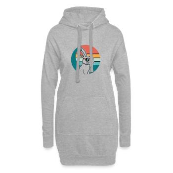 Lapin rétro au soleil - Sweat-shirt à capuche long Femme - gris chiné - Devant