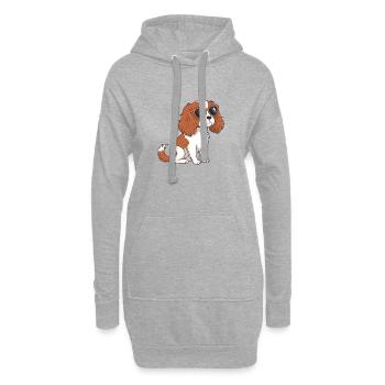 Chien Cavalier Glam Lunettes - Sweat-shirt à capuche long Femme - gris chiné - Devant