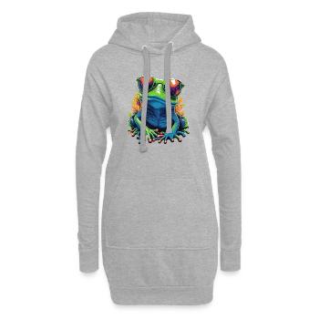 Tropischer Frosch mit Sonnenbrille - Hoodie-Kleid - Grau meliert - Vorne