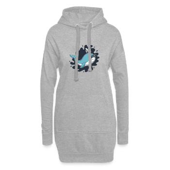 Blauwal-Sonnenbrille - Hoodie-Kleid - Grau meliert - Vorne