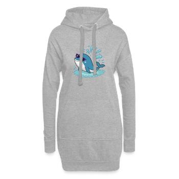 Surferwal mit Sonnenbrille - Hoodie-Kleid - Grau meliert - Vorne