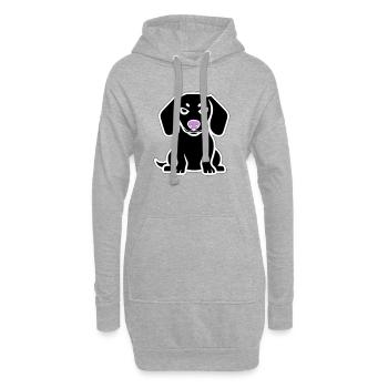 Dackel Hund Welpe Cartoon - Hoodie-Kleid - Grau meliert - Vorne