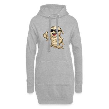 Coole Mumie mit Sonnenbrille - Hoodie-Kleid - Grau meliert - Vorne