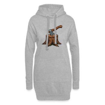 Hache dans la souche d’arbre – Art du bois - Sweat-shirt à capuche long Femme - gris chiné - Devant