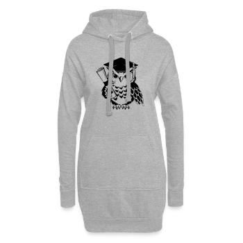 Schlaue Eule mit Doktorhut und Diplom - Hoodie-Kleid - Grau meliert - Vorne