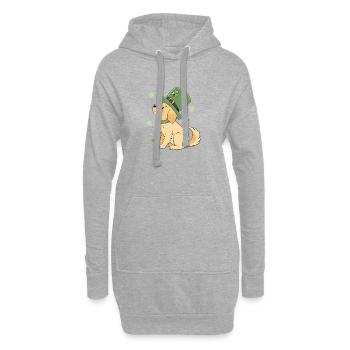 Chien Laabrador chapeau vert trèfle porte-bonheur - Sweat-shirt à capuche long Femme - gris chiné - Devant