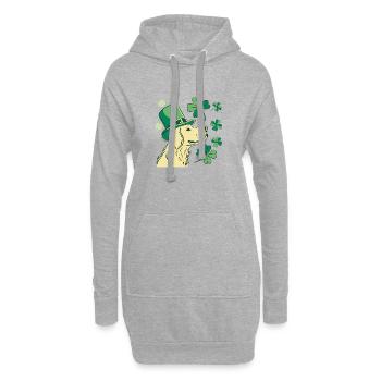 Chien Labrador au chapeau vert et trèfles - Sweat-shirt à capuche long Femme - gris chiné - Devant